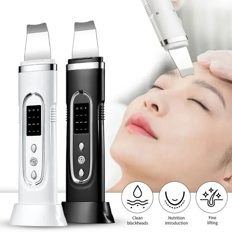 Portable Waterproof Ultrasonic Peeler Beauty Facial Rejuvenation Heat Skin Spatula Ultrasonic Deep Face Cleaning Machine