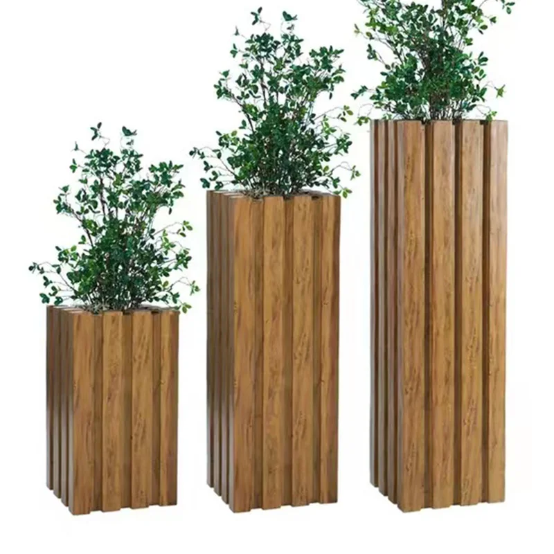Fiberglass Planter for Outdoor Plants - Large Rectangular Fiberglass Pot for Garden Supplies