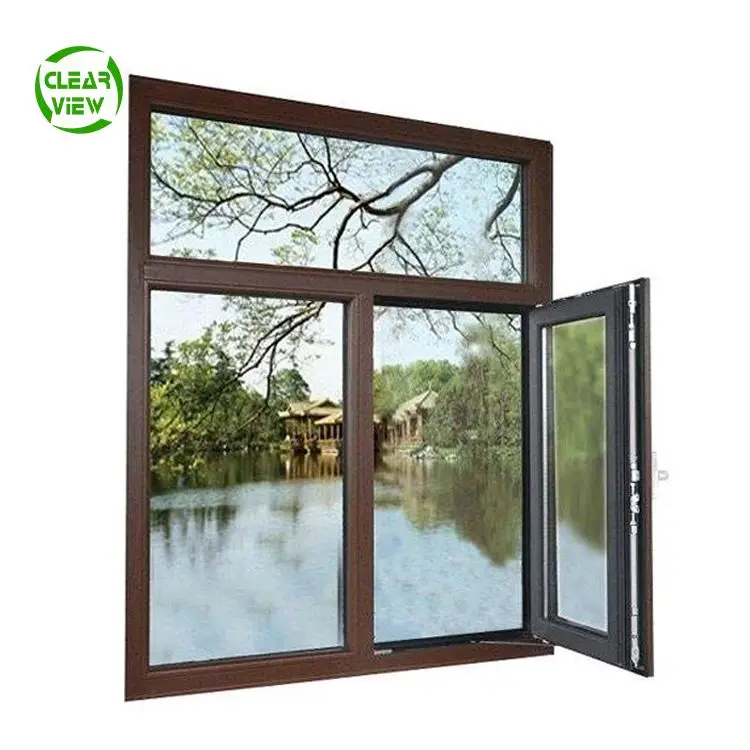 Simple design aluminum tempered glaze glass windo bathroom casement windows