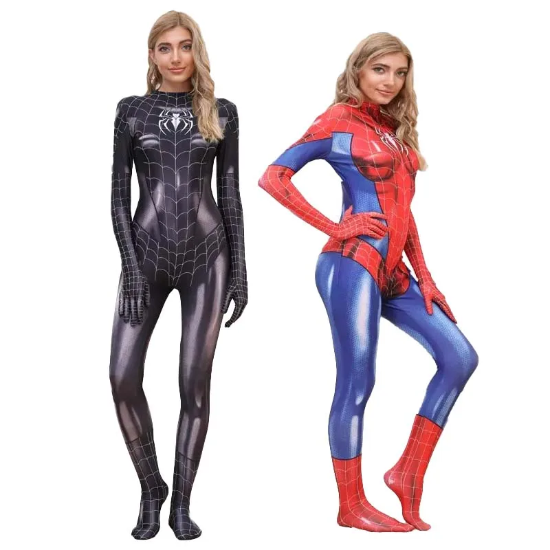 Sexy Adult Halloween Cosplay Costume Spiderwoman Uniform Women Plus Size Spiderman Movie Series Clothing Performance Clothes