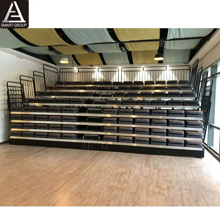 90 Seats Indoor Movable Retractable Bleacher Seating Used Telescopic Gym bleachers System Bleachers Stadium Seats For Sale