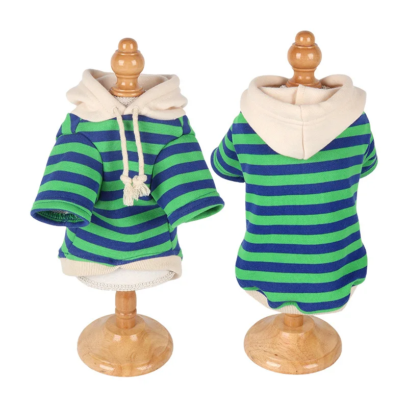 2022 New hot selling  Stripe dog hoodie with hat 100% cotton for cat