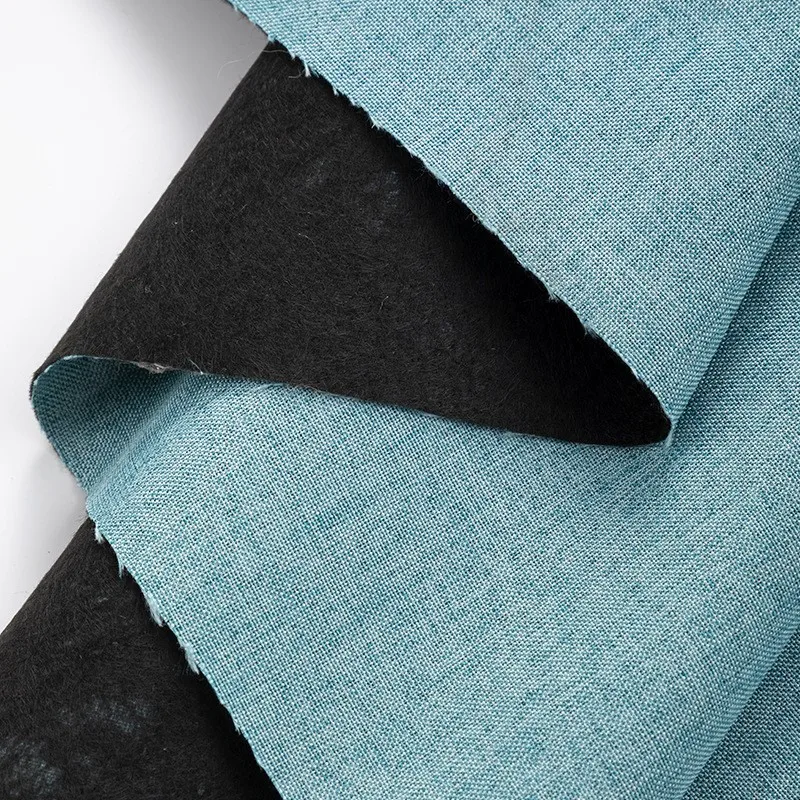 Wholesale Home Textile Jacquard Slub Linen 100% Polyester Fabrics Sofa Bonded Cushion Cover Imitation Faux Linen For Upholstery