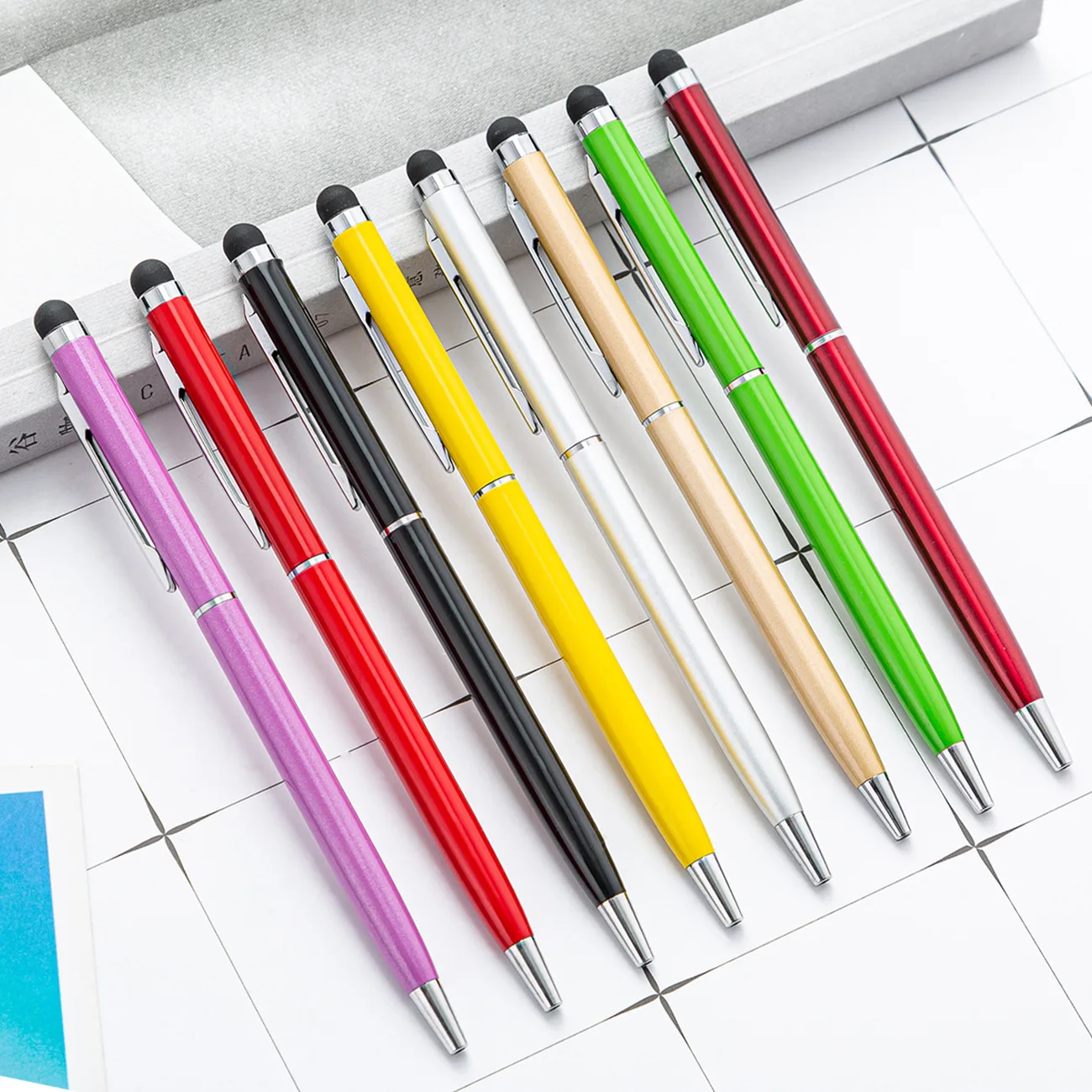 Copllent Metal Ball Point Pen Capacitive Ball Pen Aluminum Rod Screen Head Mobile Phon Ballpoint Pens Wholesale