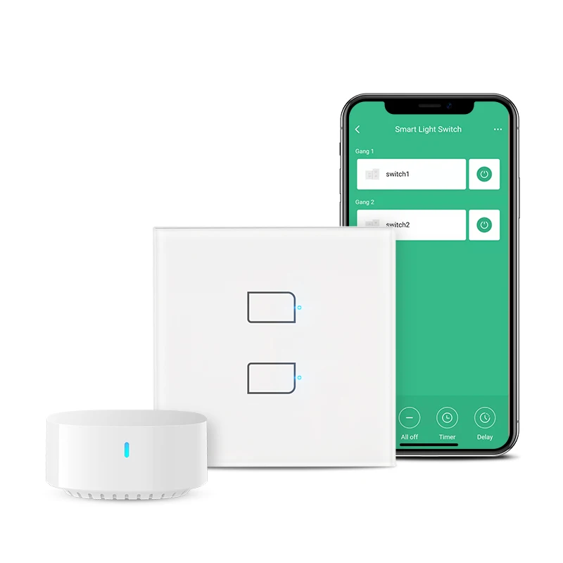 BroadLink Touch Switch EU Standard  AC230v Switch 2Gang Single Control Wall Lamp Touch Switch