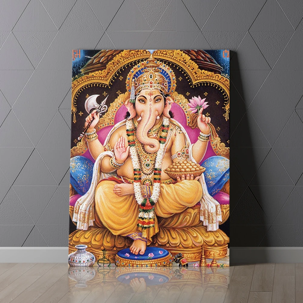 India famous god lord Ganesha wall art painting on canvas
