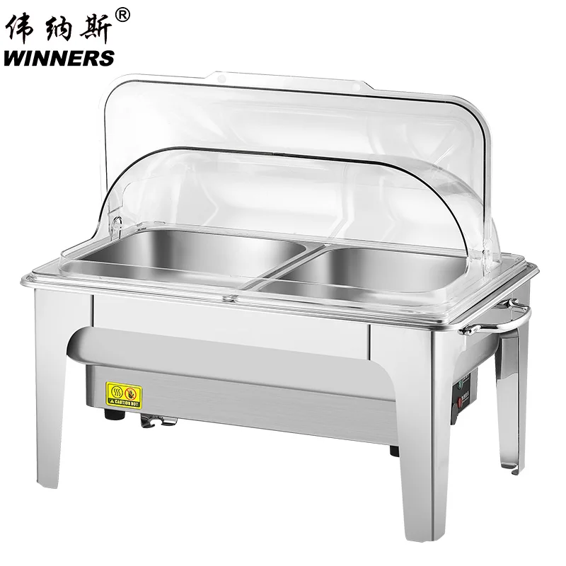 Economy Flip PP Top Chafing Dish Stainless Steel Electric Hot Food Warmer With Removable High Bracket For Catering Serving