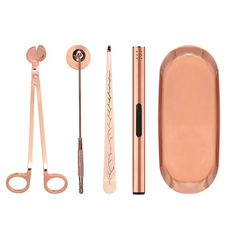 Wholesale Rose Gold Matte Black Silver Tools Candle Care Kit Dipper Snuffer Wick Trimmers Set