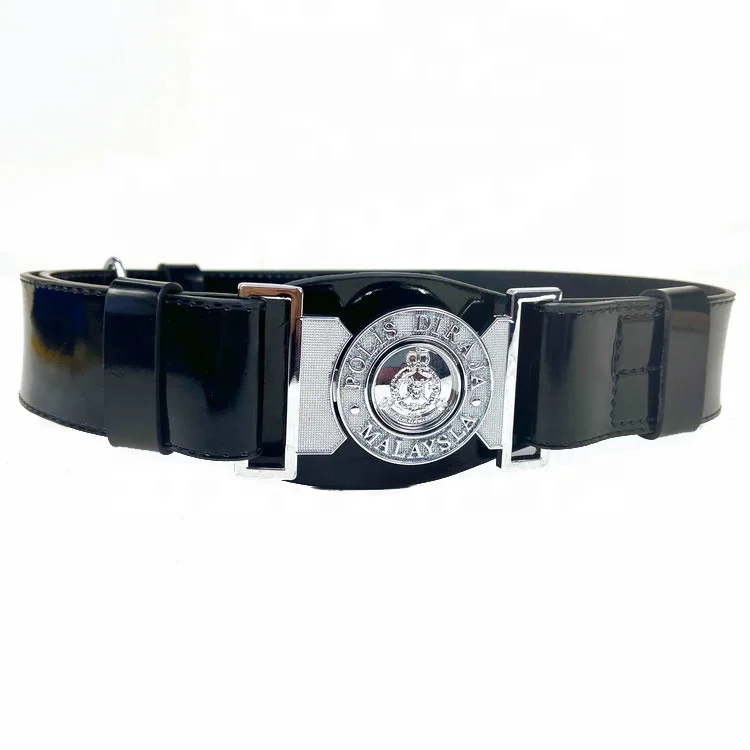 48mm Heavy Stable Manufacture Genuine Leather Alloy buckle PU Polis Belt for Malaysia