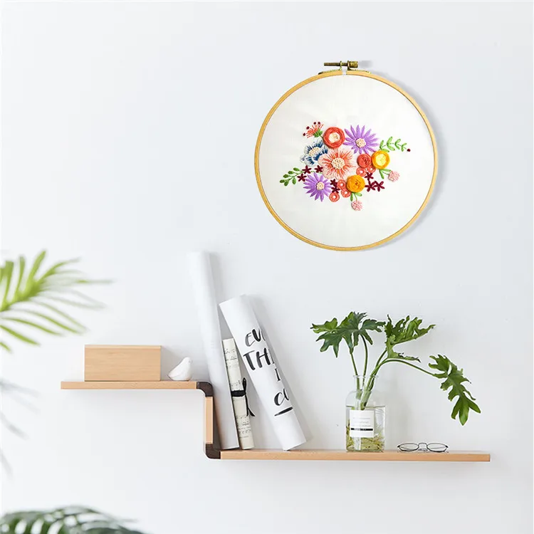 Wholesale Fashion Textile Home Decor Accessories Yellow Flowers Picture Cross Stitch Set Needlework Hand Made DIY Embroidery Kit