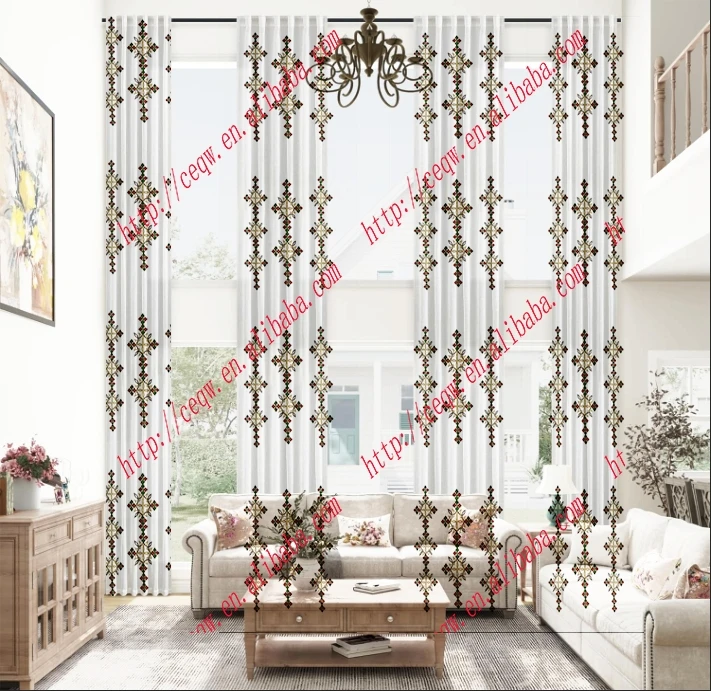 Custom any design Ethiopia extra long villa Window Curtains for home villa living room decoration