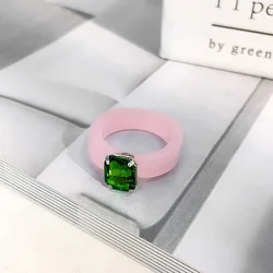2021 new spring and summer transparent ring acrylic gem resin candy color ring wholesale