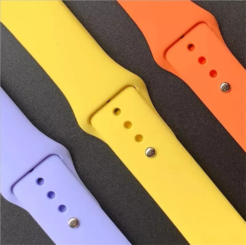 Single Color Sport Silicone Watch Band for Apple Watch 38mm 40mm 42mm 44mm, For iWatch Series SE 6 5 4 3 2 1 Silicone Sport Band