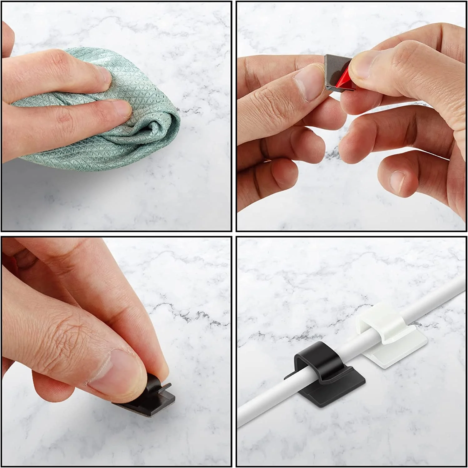 Elehk Self-adhesive Cable Cord Organizer Wire Cable Management Holder Cable Clip With Adhesive Sticker