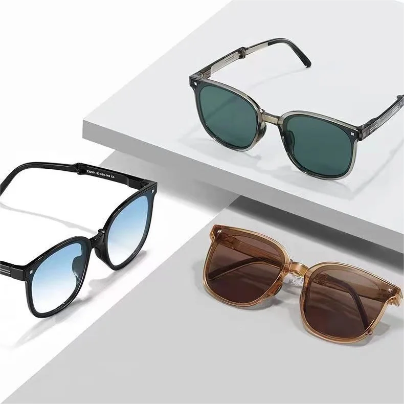 Fashion classic uv400 night driving retro adult polarized biodegradable black shades Folded wholesale sun glasses for men