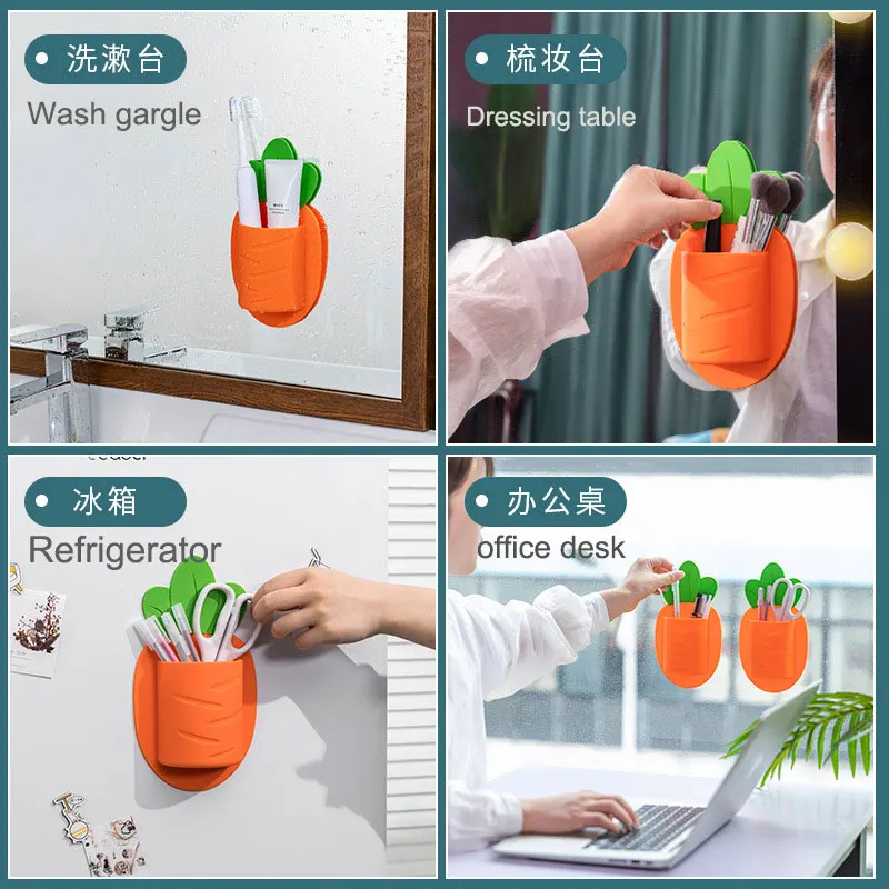 Silicone Wallmount Storage Shelf Entryway bathroom Hanging Wall Mount Organizer Rack Hook Storage Holder For Wall