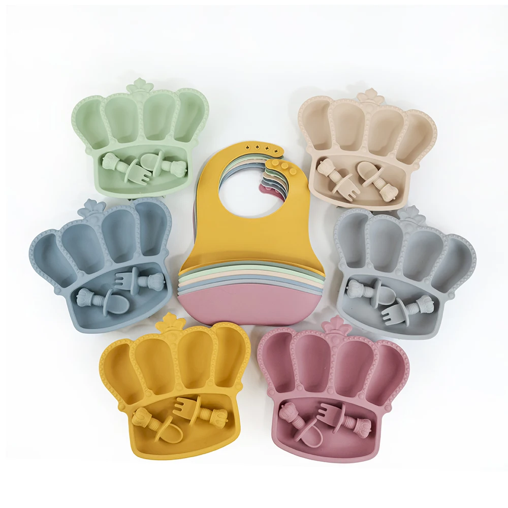New Arrival Portable Unbreakable Colorful Silicone Baby Feeding Set Kids Toddler Tableware For Kids