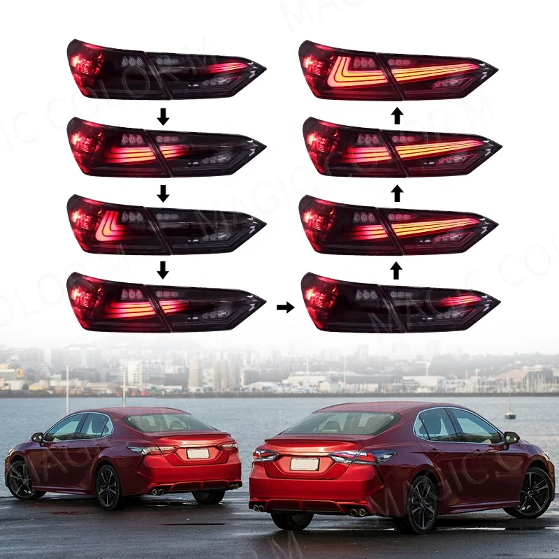 Full LED Warning Taillight for Toyota Camry 2018 2019 2020 2021 Turn Signal Brake Driving Lamps Auto Tail light Accessories