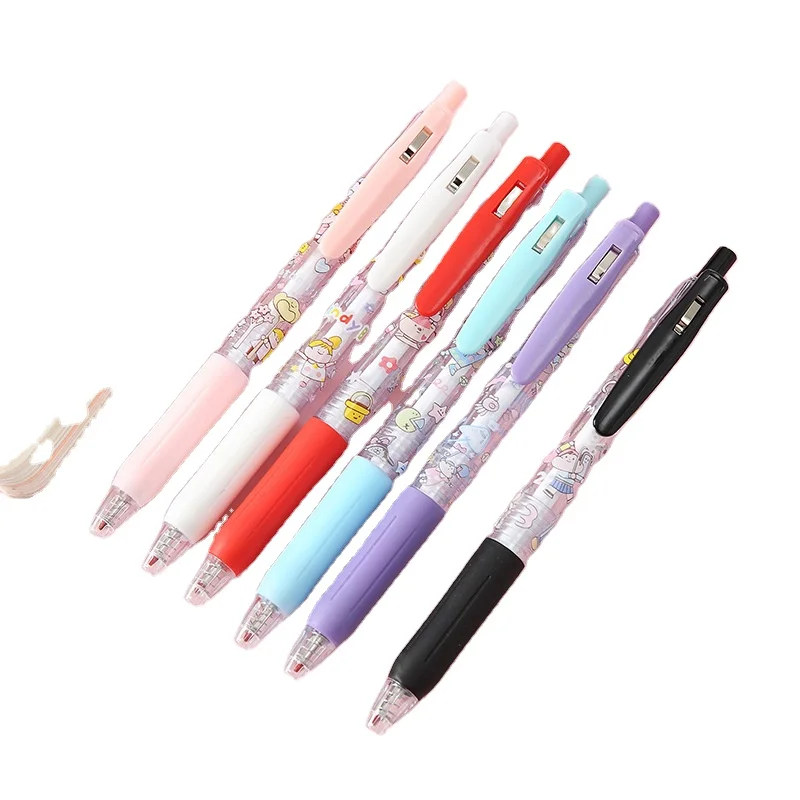 0.5mm Creative Cartoon wholesale cute custom gel pen black retractable Ink gel pen Student Exam Pen Kawaii Stationery