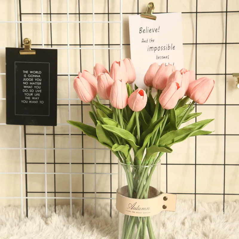 Hot Sale  Artificial PVC Flower Mini Tulip Decorative artificial spring flowers Tulip for Home wedding decoration