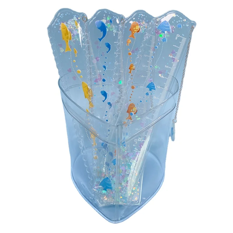 School Stationery Plastic Fashion Design Ruler Straight Ruler Multiple Colors Custom Liquid Ruler for School