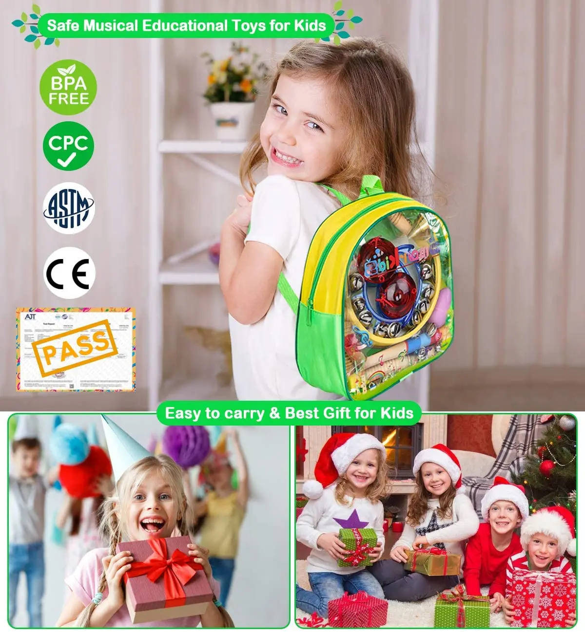 Toddler Musical Instruments Wooden Sensory Preschool Percussion Instruments Toy for Kid Baby Instrument Musical Toy Set