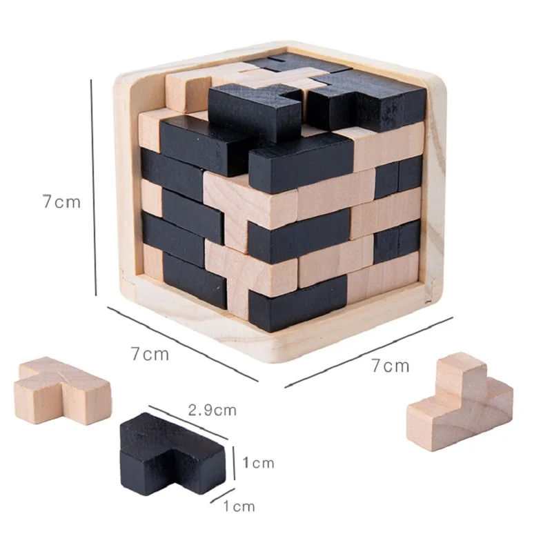 Montessori education 3D wooden block jigsaw puzzle Luban cubes toy kids brain teaser intellect toys