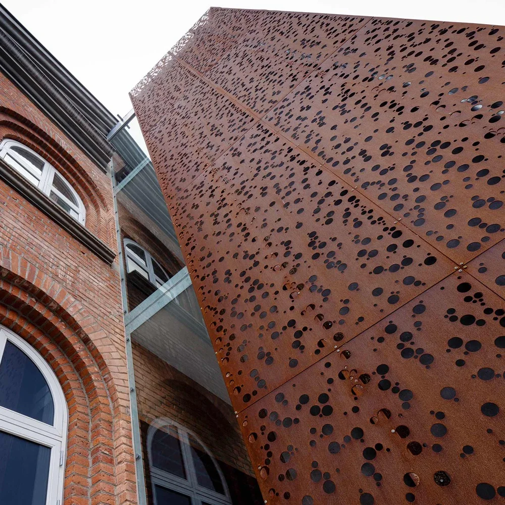 Laser cut corten steel perforated curtain wall cladding natural rust decorative cladding panels for hotels projects