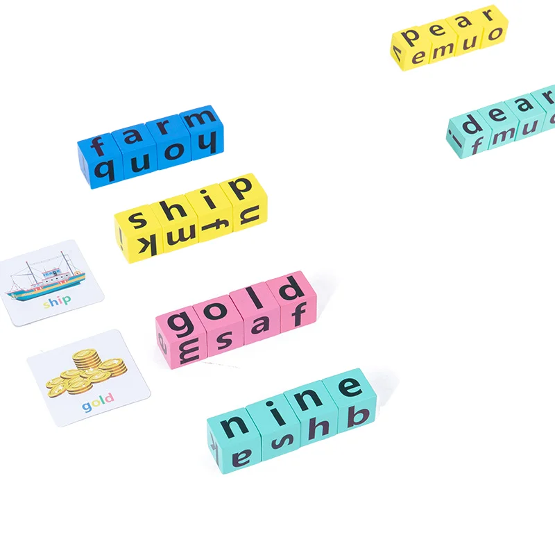 Природные орфографические слова игра для детей От 5 до 7 лет дерево и карты Строительные блоки Набор когнитивные гласные буквы весело обучающий инструмент