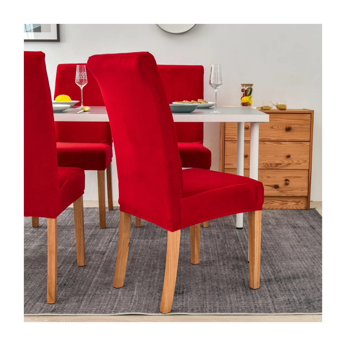 Top Quality Universal Size Suede Red Color Chair Cover For Wedding Chair Cover For Wedding