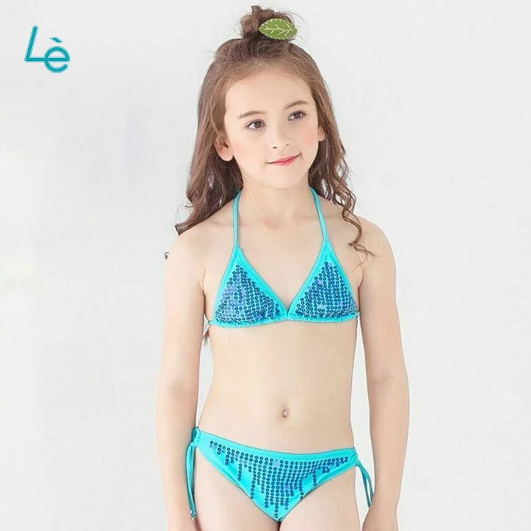 OEM Custom Swimsuit New Design Baby Little Girl Swimming Micro bikini Two Piece Sexy Beach Sequin Childrens Swimwear bikini