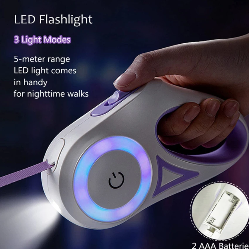 2021Hot Selling 3/5m Luminous Durable Dog Leash Automatic Retractable Nylon  Leash Durable Pet Walking Leads Traction Rope Pet