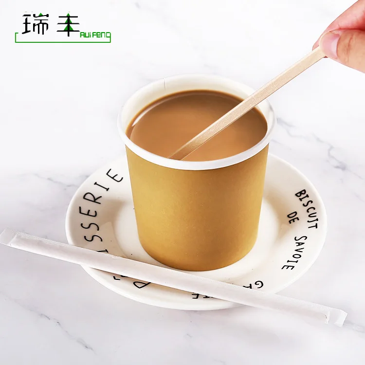 140mm round edge Food Grade disposable wooden coffee stirrers sticks