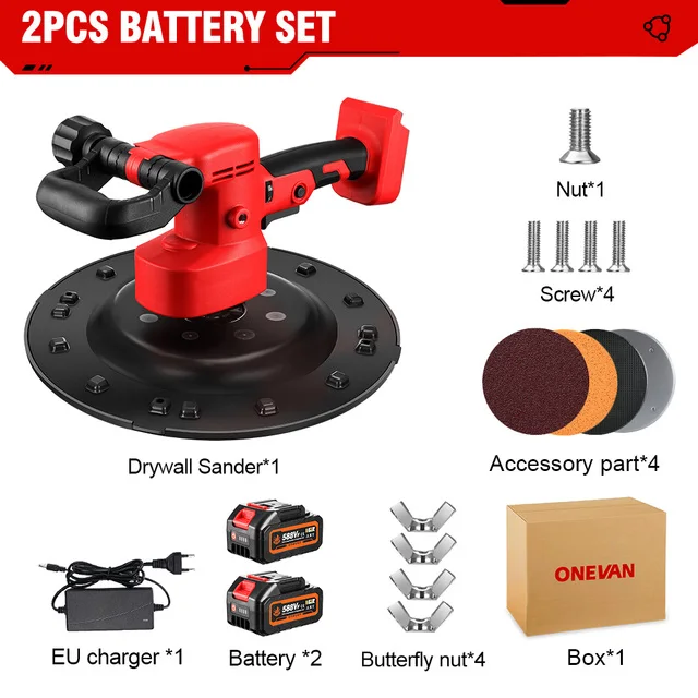 1200W Brushless 380MM Electric Drywall Sander Pole Wall Polisher Dry Wall Sanding for 18v Battery
