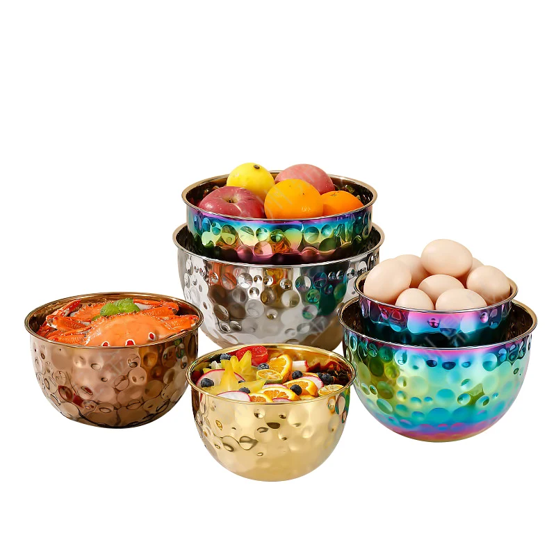 Wholesale Multifunctional Kitchen Accessories Food Grade Salad Serving Stainless Steel 5pcs Mixing Bowl Set with Silicone Base