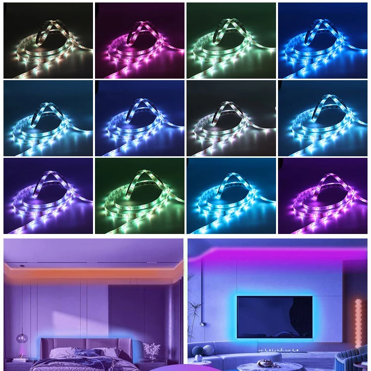 roll/5m 8W Smart LED Strip lighting  RGB+CCT 12V app control wifi tuya IP65 waterproof 3M glue CE sound control 40000h