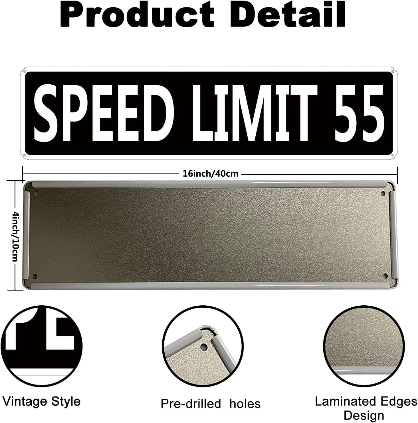 Custom Speed Limit 55 MPH Metal Tin Sign Slow Down Traffic Funny Vintage Slim Street Tin Signs 16 x 4 Inch Wall Art Decor