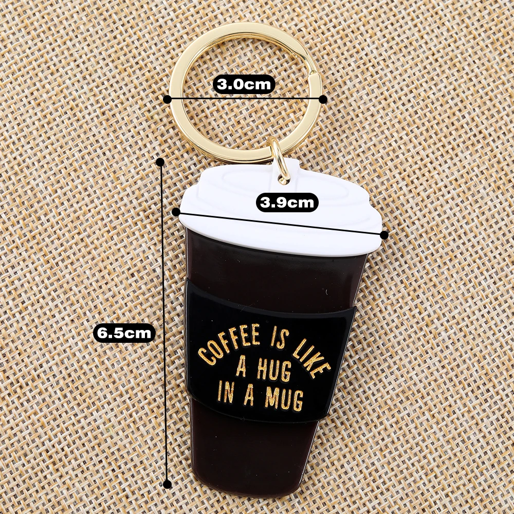 personalized black coffee cup customized acrylic keychain for promotion