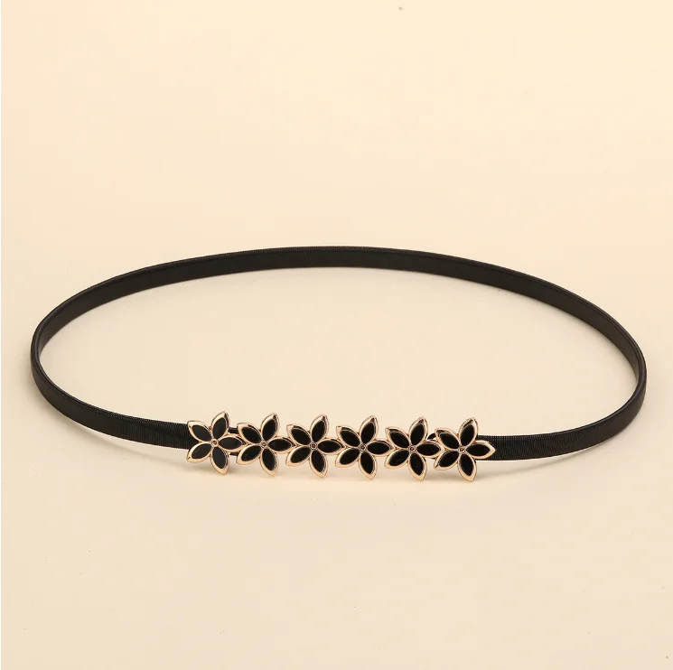 New style ladies metal spring iron flower waist chain metallic elastic chain thin belt