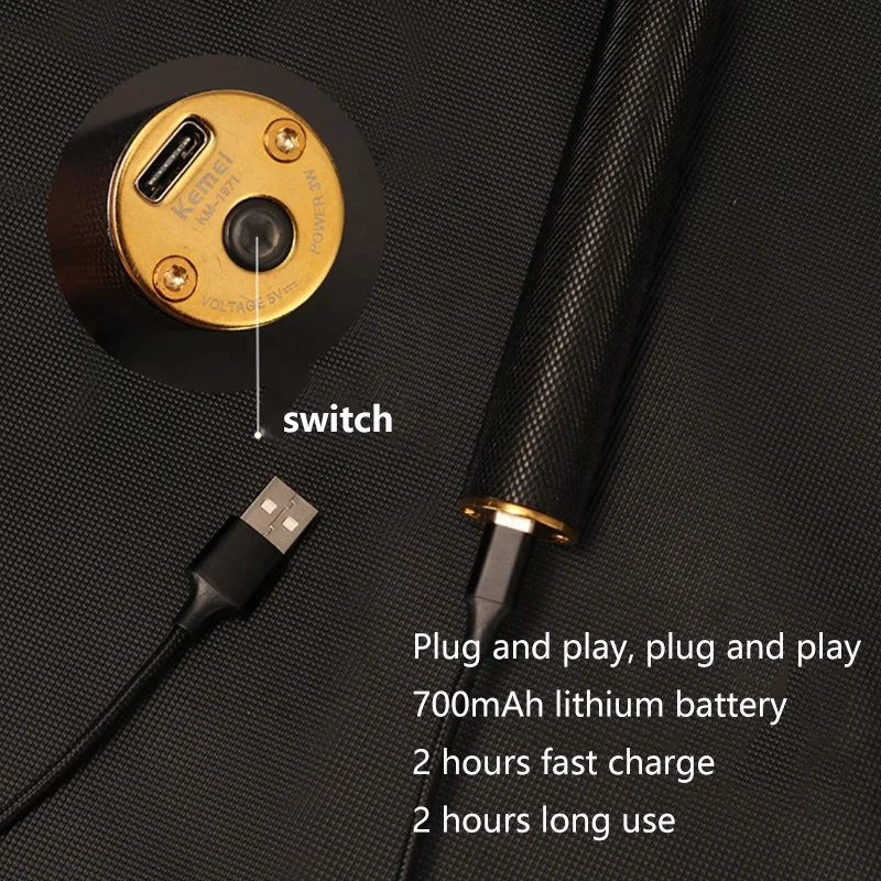  Kemei-1971 Pro Li T-Outliner перезаряжаемый триммер для волос мужчин 0 мм болдуговая Парикмахерская Беспроводная машина