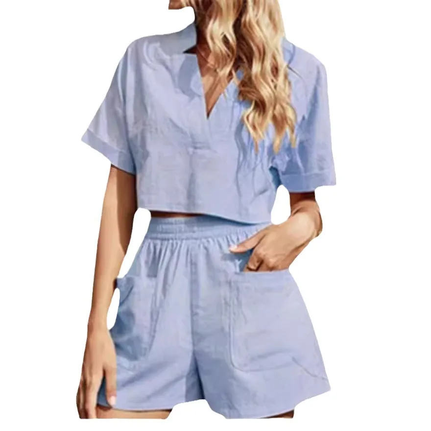 Loveda Wholesale Western Boutique Cotton Short Pajama Set Custom Shorts Sets for Women Two Piece
