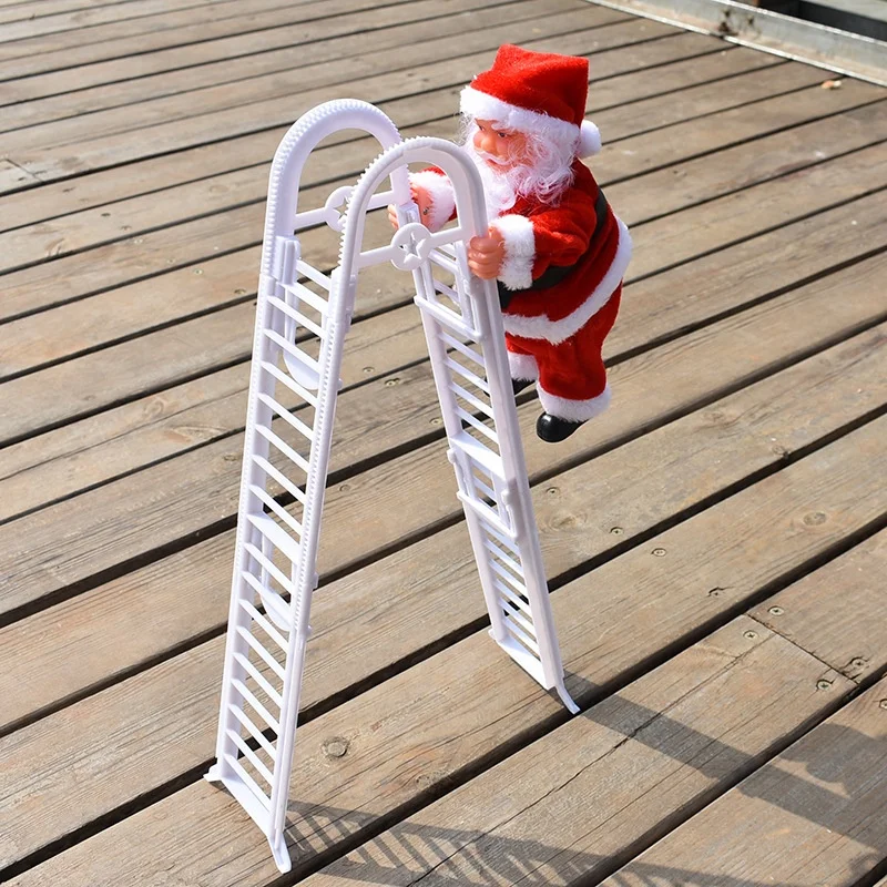 Toy Kids Novelty Plush Electric Cartoon Figure Christmas Gifts Ladder Climbing Santa Claus
