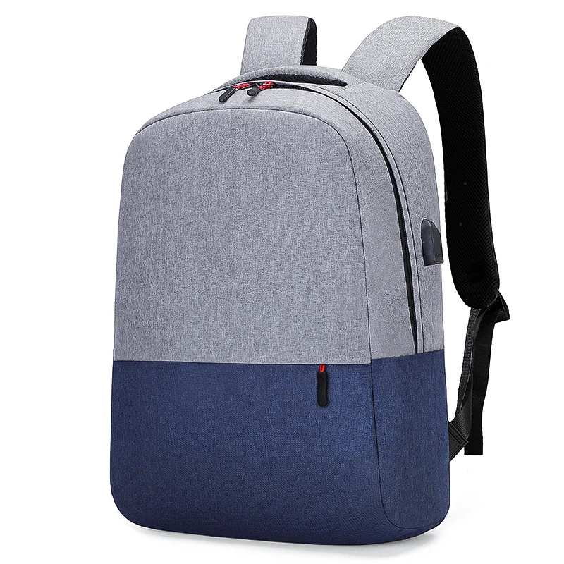 Custom logo plain waterproof polyester college computer bag unisex daily zipper travel school contrast color laptop backpack