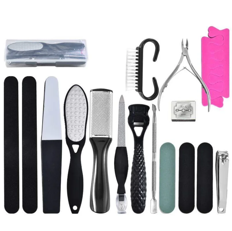 Jinyi 17 in 1 New Design Professional Pedicure Manicure Removing Peel Dead Skin Callus Remover Foot Care Rasp Salon File Kit