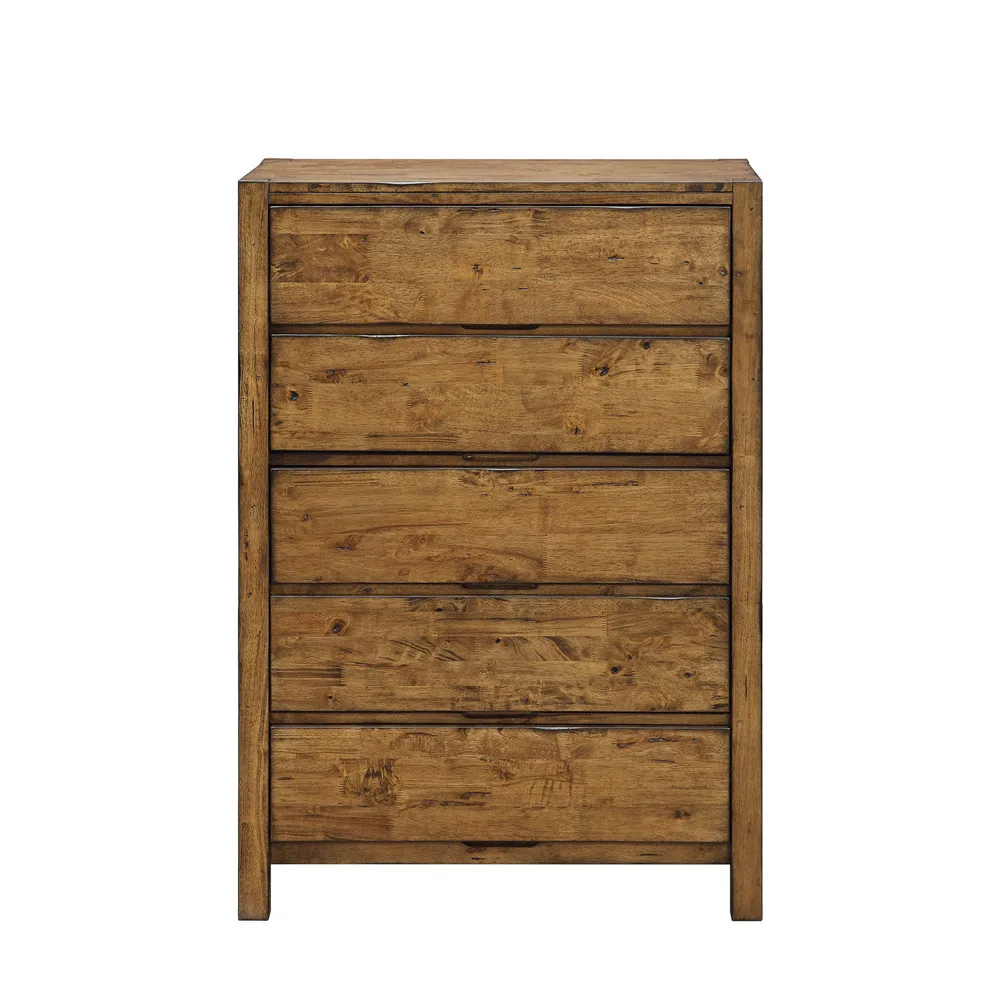 Rustic Brown 5 Drawer Chest Furniture Wooden Dresser for Living Room