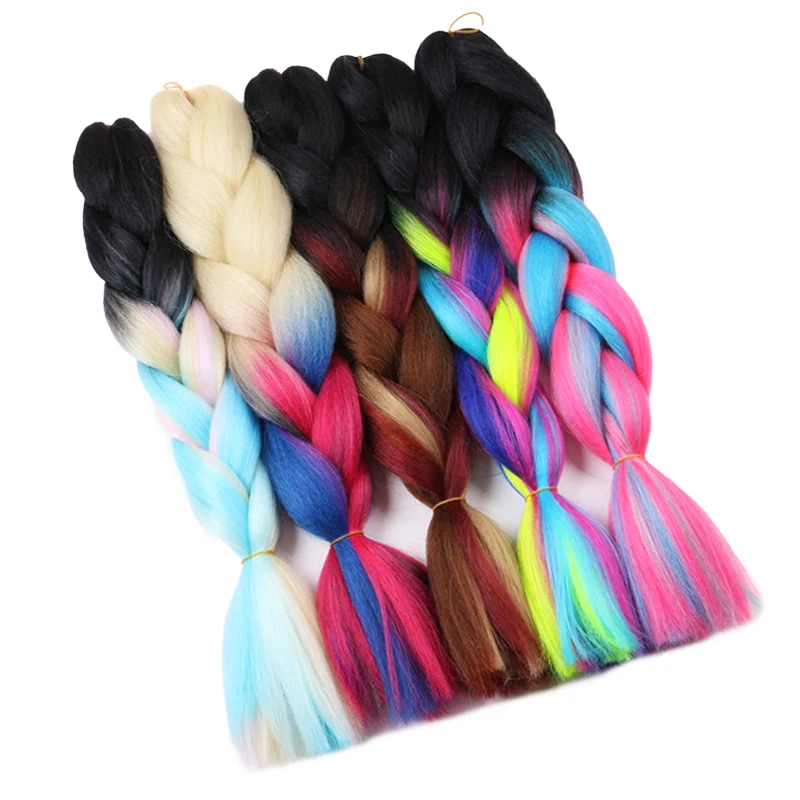 Many Colors Jumbo Braids 24inch 100grams High Temperature Fibre Mixed Color Synthetic Jumbo Braiding Hair Wholesale Price