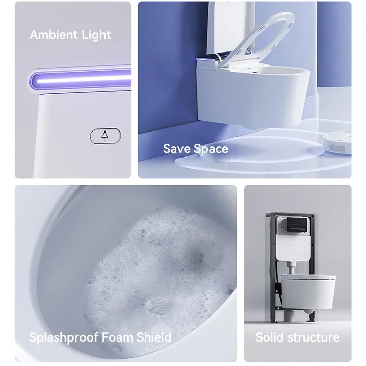 Sanitary Ware Wall Mounted Automatic Water Closet Bathroom Ceramic Hanging Intelligent Toilet Bowl Wall Hung Smart Toilet