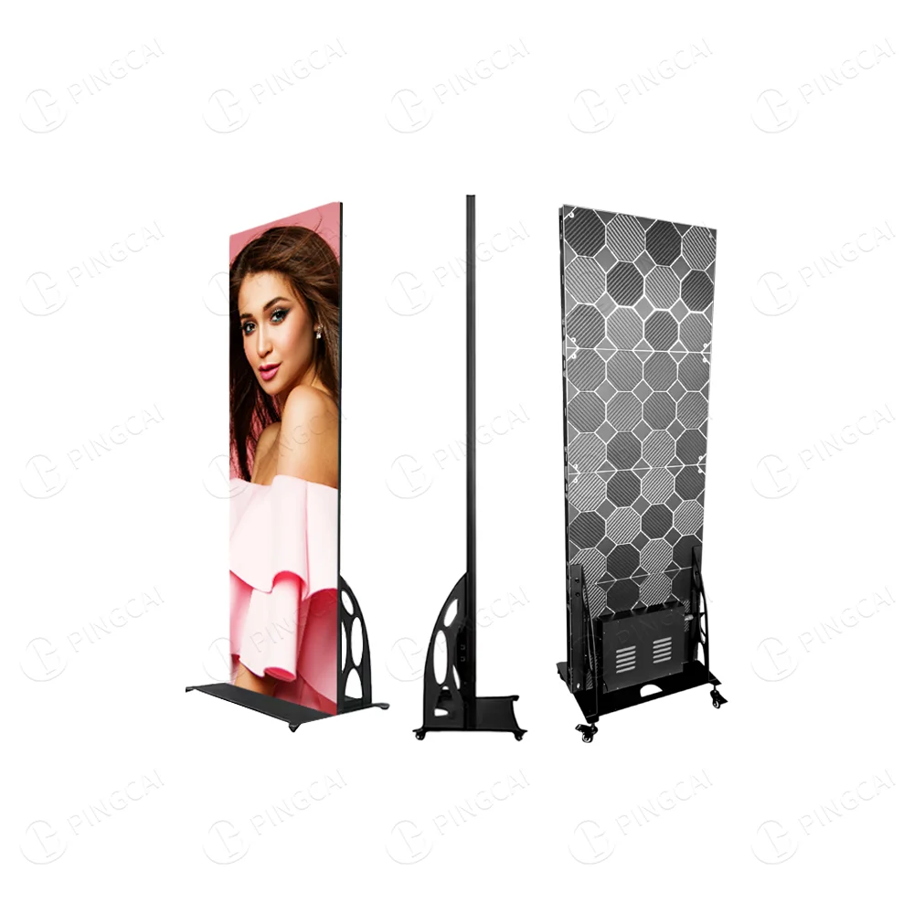 GOB P1.8 P2.5 Indoor Led Poster Screen Led Digital Display For Banner Portable Led Video Wall With Wheels For Trade Show Store