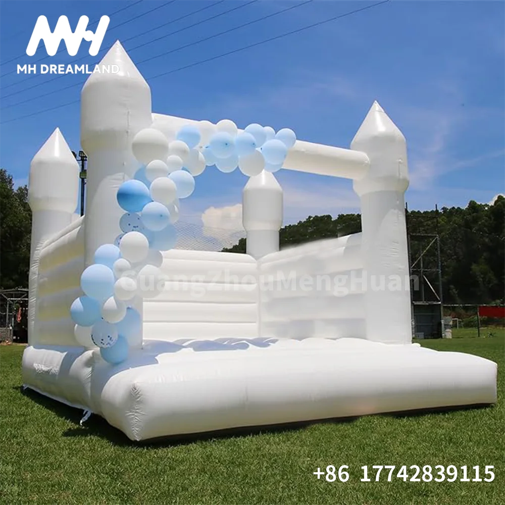 Outdoor Decoration Inflatable White Bounce House Castle Jumping for Wedding Kids Birthday Party Commercial PVC