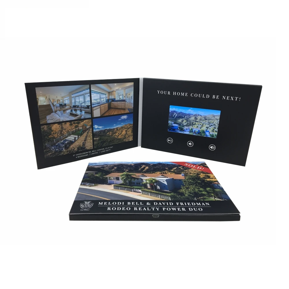 Low Price 4.3 Inch A5 Green Video Card With Pocket High Quality Lcd Video Greeting Card For Promotion